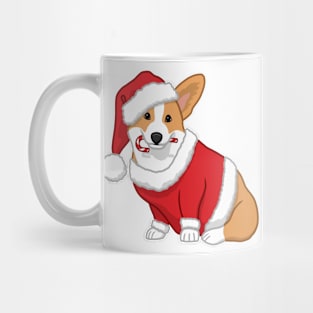 Cute Tan Corgi in Santa Christmas Costume Mug